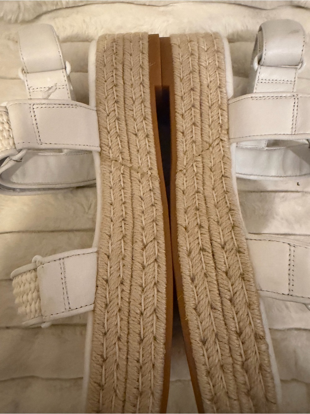 Tory Burch Cream and White Espadrille Platform Sandals - Picture 6 of 8